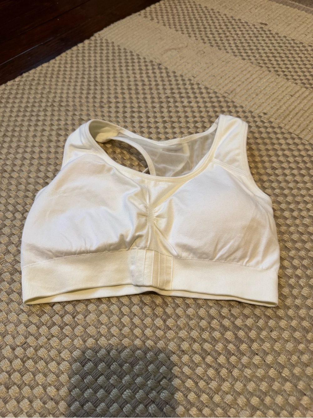 Xersion White Front-Closure Support Sports Bra